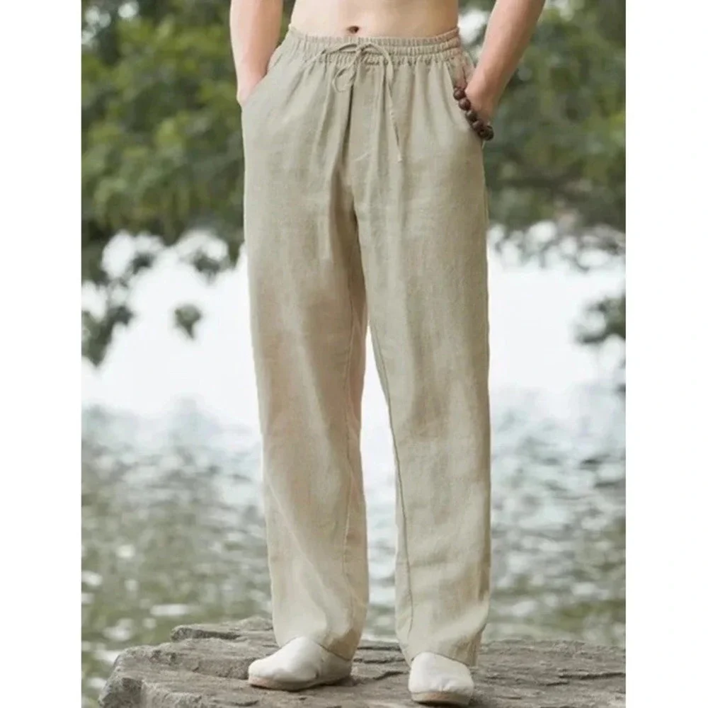 Sean John Men 38 100 % Linen Pants Beige Casual Beach Resort Classy  Rich Hipstr